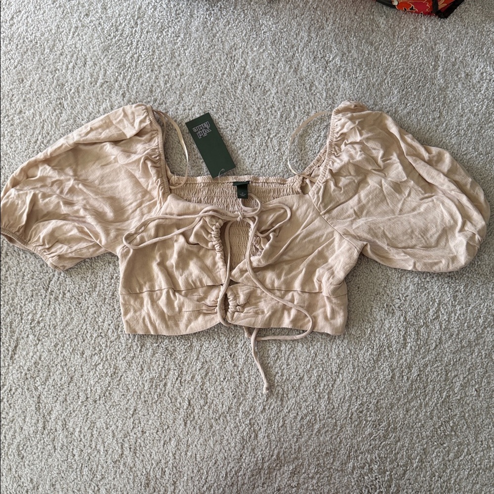 Wild Fable Beige Puff Sleeve Blouse